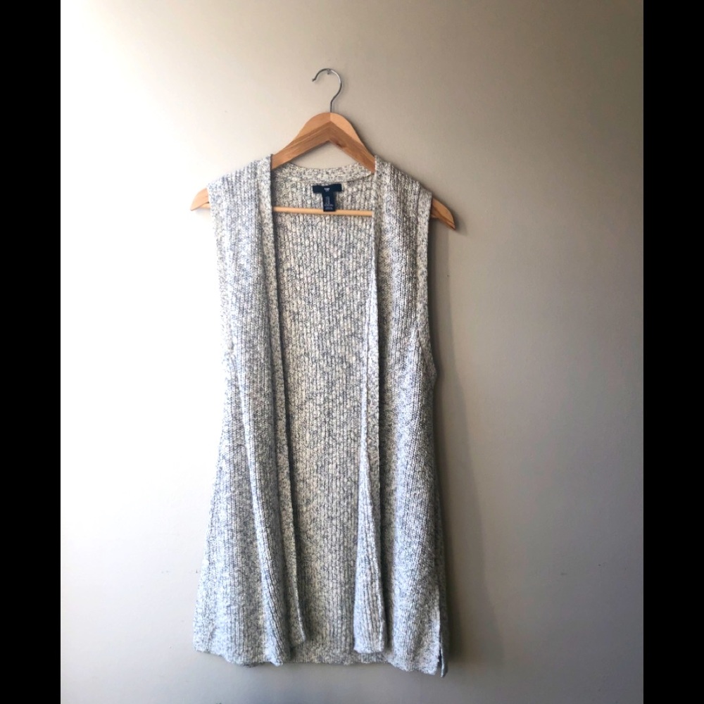 Gap Gray Sweater Vest Long size M 100% Cotton
